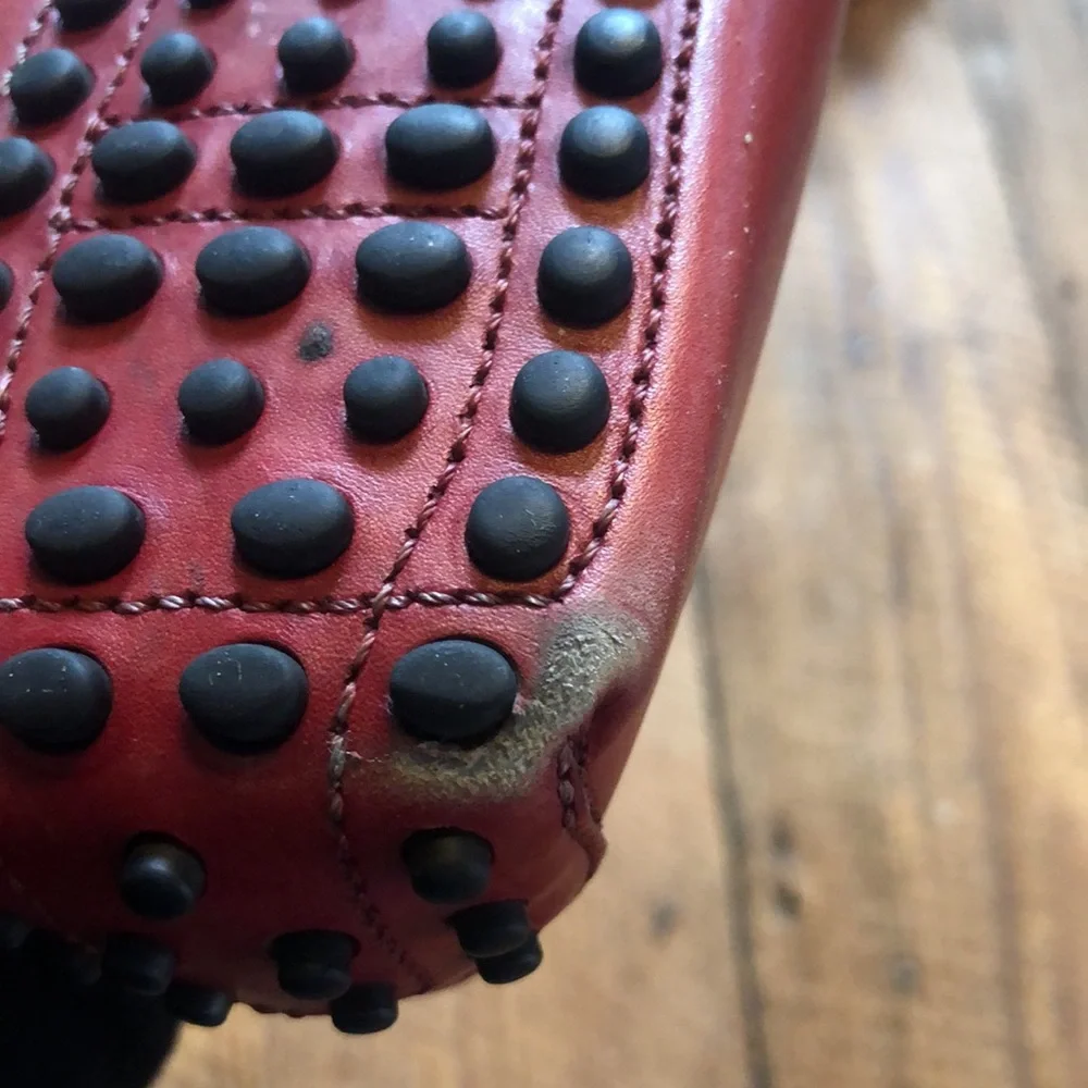 Tod’s Red leather driving loafers shoes size 8